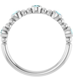 71991 Ring Set 14K White Natural Blue Zircon Round 2.5 Mm Polished Natural Blue Zircon Stackable Beaded Ring