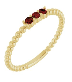 123113 Ring Set 14K Yellow Natural Mozambique Garnet Round 2 Mm Polished Natural Mozambique Garnet Beaded Ring