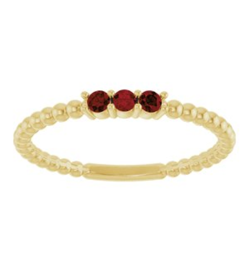 123113 Ring Set 14K Yellow Natural Mozambique Garnet Round 2 Mm Polished Natural Mozambique Garnet Beaded Ring