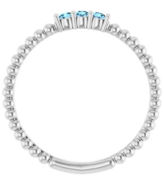 123113 Ring Set Platinum Natural Aquamarine Round 2 Mm Polished Natural Aquamarine Beaded Ring