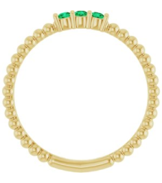 123113 Ring Set 14K Yellow Natural Emerald Round 2 Mm Polished Natural Emerald Beaded Ring