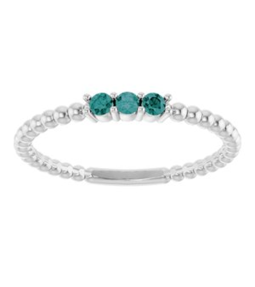 123113 Ring Set 14K White Natural Alexandrite Round 2 Mm Polished Natural Alexandrite Beaded Ring