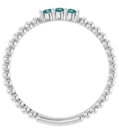 123113 Ring Set 14K White Natural Alexandrite Round 2 Mm Polished Natural Alexandrite Beaded Ring