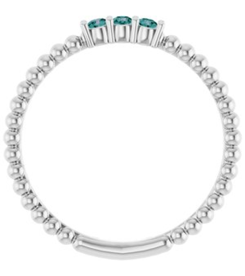 123113 Ring Set 14K White Natural Alexandrite Round 2 Mm Polished Natural Alexandrite Beaded Ring