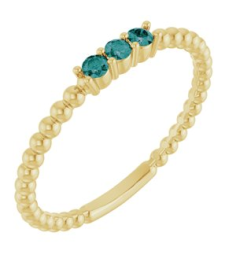 123113 Ring Set 14K Yellow Lab-Grown Alexandrite Round 2 Mm Polished Lab-Grown Alexandrite Beaded Ring
