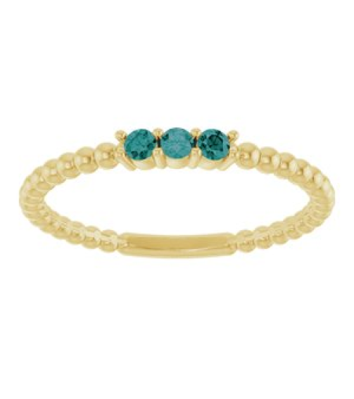 123113 Ring Set 14K Yellow Lab-Grown Alexandrite Round 2 Mm Polished Lab-Grown Alexandrite Beaded Ring