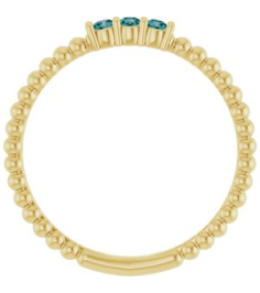 123113 Ring Set 14K Yellow Lab-Grown Alexandrite Round 2 Mm Polished Lab-Grown Alexandrite Beaded Ring