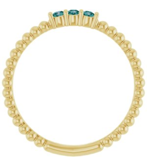 123113 Ring Set 14K Yellow Lab-Grown Alexandrite Round 2 Mm Polished Lab-Grown Alexandrite Beaded Ring