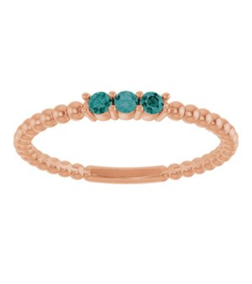 123113 Ring Set 14K Rose Lab-Grown Alexandrite Round 2 Mm Polished Lab-Grown Alexandrite Beaded Ring