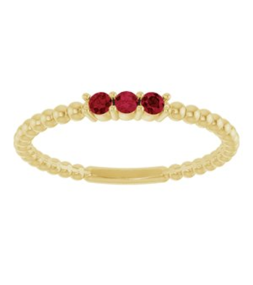 123113 Ring Set 14K Yellow Natural Ruby Round 2 Mm Polished Natural Ruby Beaded Ring