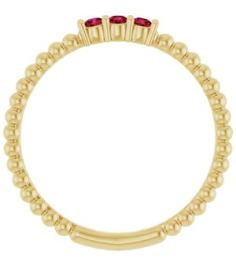 123113 Ring Set 14K Yellow Lab-Grown Ruby Round 2 Mm Polished Lab-Grown Ruby Beaded Ring