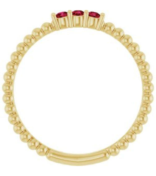 123113 Ring Set 14K Yellow Lab-Grown Ruby Round 2 Mm Polished Lab-Grown Ruby Beaded Ring