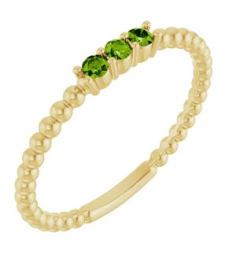 123113 Ring Set 14K Yellow Natural Peridot Round 2 Mm Polished Natural Peridot Beaded Ring