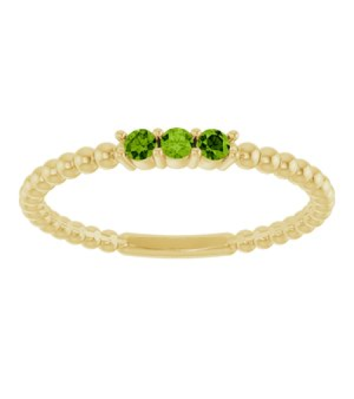 123113 Ring Set 14K Yellow Natural Peridot Round 2 Mm Polished Natural Peridot Beaded Ring