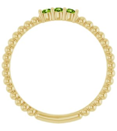 123113 Ring Set 14K Yellow Natural Peridot Round 2 Mm Polished Natural Peridot Beaded Ring