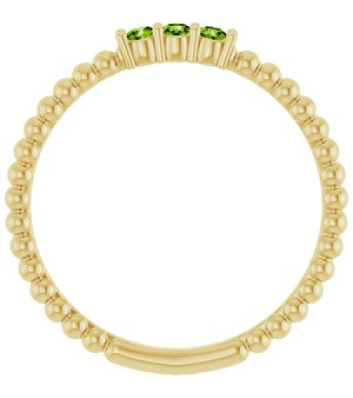 123113 Ring Set 14K Yellow Natural Peridot Round 2 Mm Polished Natural Peridot Beaded Ring