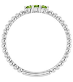 123113 Ring Set Platinum Natural Peridot Round 2 Mm Polished Natural Peridot Beaded Ring