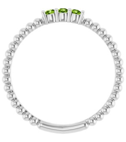 123113 Ring Set Platinum Natural Peridot Round 2 Mm Polished Natural Peridot Beaded Ring
