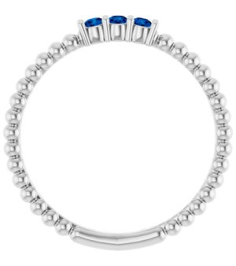 123113 Ring Set 14K White Natural Blue Sapphire Round 2 Mm Polished Natural Blue Sapphire Beaded Ring