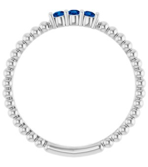 123113 Ring Set Platinum Natural Blue Sapphire Round 2 Mm Polished Natural Blue Sapphire Beaded Ring