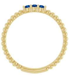 123113 Ring Set 14K Yellow Lab-Grown Blue Sapphire Round 2 Mm Polished Lab-Grown Blue Sapphire Beaded Ring