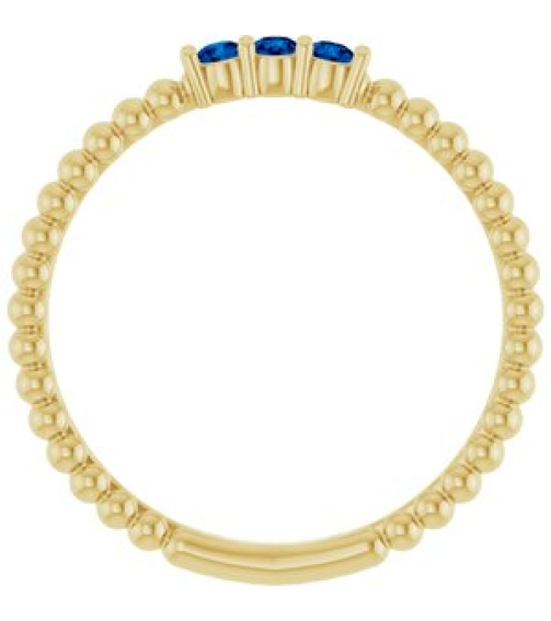 123113 Ring Set 14K Yellow Lab-Grown Blue Sapphire Round 2 Mm Polished Lab-Grown Blue Sapphire Beaded Ring