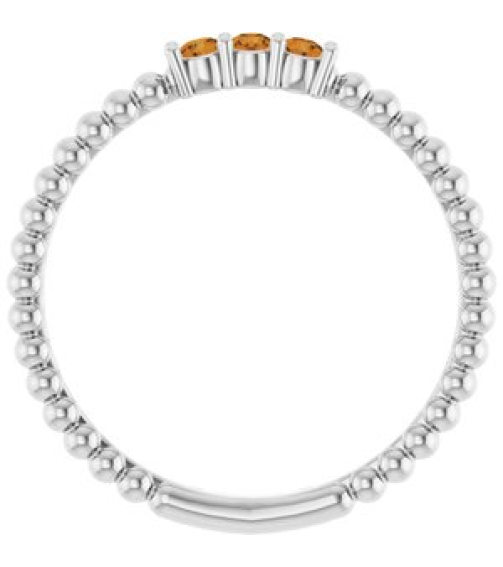 123113 Ring Set 14K White Natural Citrine Round 2 Mm Polished Natural Citrine Beaded Ring