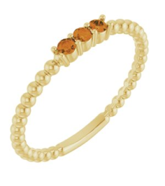 123113 Ring Set 14K Yellow Natural Citrine Round 2 Mm Polished Natural Citrine Beaded Ring