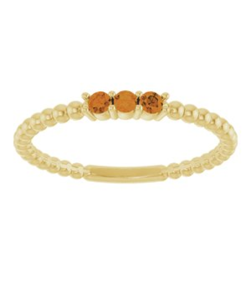 123113 Ring Set 14K Yellow Natural Citrine Round 2 Mm Polished Natural Citrine Beaded Ring