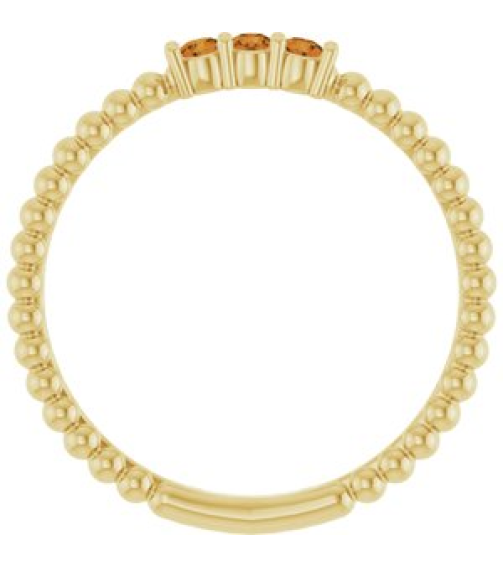123113 Ring Set 14K Yellow Natural Citrine Round 2 Mm Polished Natural Citrine Beaded Ring