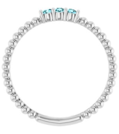 123113 Ring Set Platinum Natural Blue Zircon Round 2 Mm Polished Natural Blue Zircon Beaded Ring