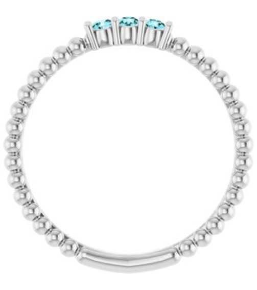 123113 Ring Set Platinum Natural Blue Zircon Round 2 Mm Polished Natural Blue Zircon Beaded Ring