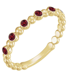 71814 Ring Set 14K Yellow Natural Mozambique Garnet Round 1.75 Mm Polished Natural Mozambique Garnet Stackable Ring