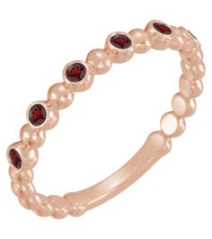71814 Ring Set 14K Rose Natural Mozambique Garnet Round 1.75 Mm Polished Natural Mozambique Garnet Stackable Ring
