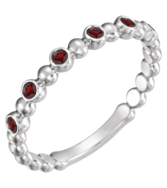 71814 Ring Set Platinum Natural Mozambique Garnet Round 1.75 Mm Polished Natural Mozambique Garnet Stackable Ring