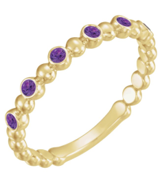 71814 Ring Set 14K Yellow Natural Amethyst Round 1.75 Mm Polished Natural Amethyst Stackable Ring