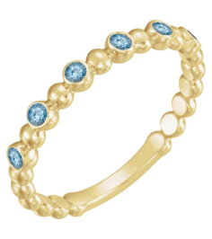 71814 Ring Set 14K Yellow Natural Aquamarine Round 1.75 Mm Polished Natural Aquamarine Stackable Ring