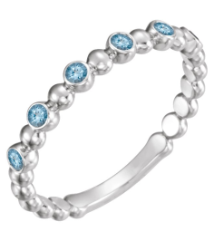 71814 Ring Set Platinum Natural Aquamarine Round 1.75 Mm Polished Natural Aquamarine Stackable Ring