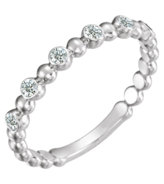 71814 Ring Set 14K White Natural Diamond Round 1.7 Mm Polished 18 Ctw Natural Diamond Stackable Ring