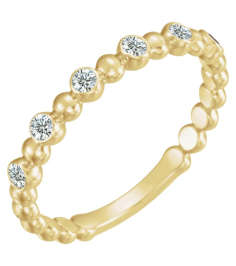 71814 Ring Set 14K Yellow Natural Diamond Round 1.7 Mm Polished 18 Ctw Natural Diamond Stackable Ring
