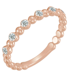 71814 Ring Set 14K Rose Natural Diamond Round 1.7 Mm Polished 18 Ctw Natural Diamond Stackable Ring