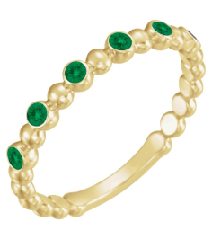 71814 Ring Set 14K Yellow Natural Emerald Round 1.75 Mm Polished Natural Emerald Stackable Ring