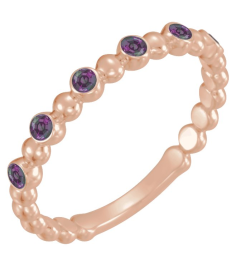 71814 Ring Set 14K Rose Natural Alexandrite Round 1.75 Mm Polished Natural Alexandrite Stackable Ring