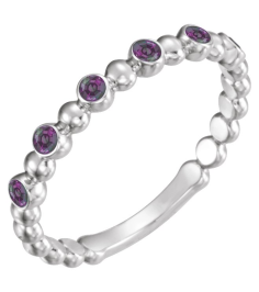 71814 Ring Set Platinum Natural Alexandrite Round 1.75 Mm Polished Natural Alexandrite Stackable Ring