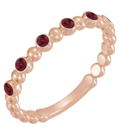 71814 Ring Set 14K Rose Natural Ruby Round 1.75 Mm Polished Natural Ruby Stackable Ring
