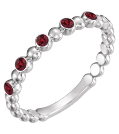 71814 Ring Set Platinum Lab-Grown Ruby Round 1.75 Mm Polished Lab-Grown Ruby Stackable Ring