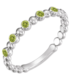 71814 Ring Set 14K White Natural Peridot Round 1.75 Mm Polished Natural Peridot Stackable Ring