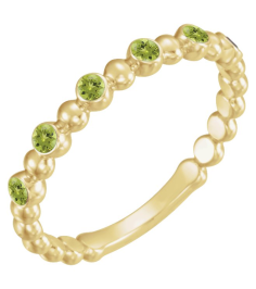 71814 Ring Set 14K Yellow Natural Peridot Round 1.75 Mm Polished Natural Peridot Stackable Ring