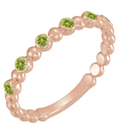 71814 Ring Set 14K Rose Natural Peridot Round 1.75 Mm Polished Natural Peridot Stackable Ring
