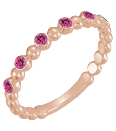 71814 Ring Set 14K Rose Natural Pink Tourmaline Round 1.75 Mm Polished Natural Pink Tourmaline Stackable Ring